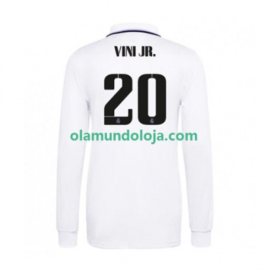 Camisola Real Madrid Vinicius Junior 20 Homem Equipamento Primeiro 2022-2023 Manga Comprida